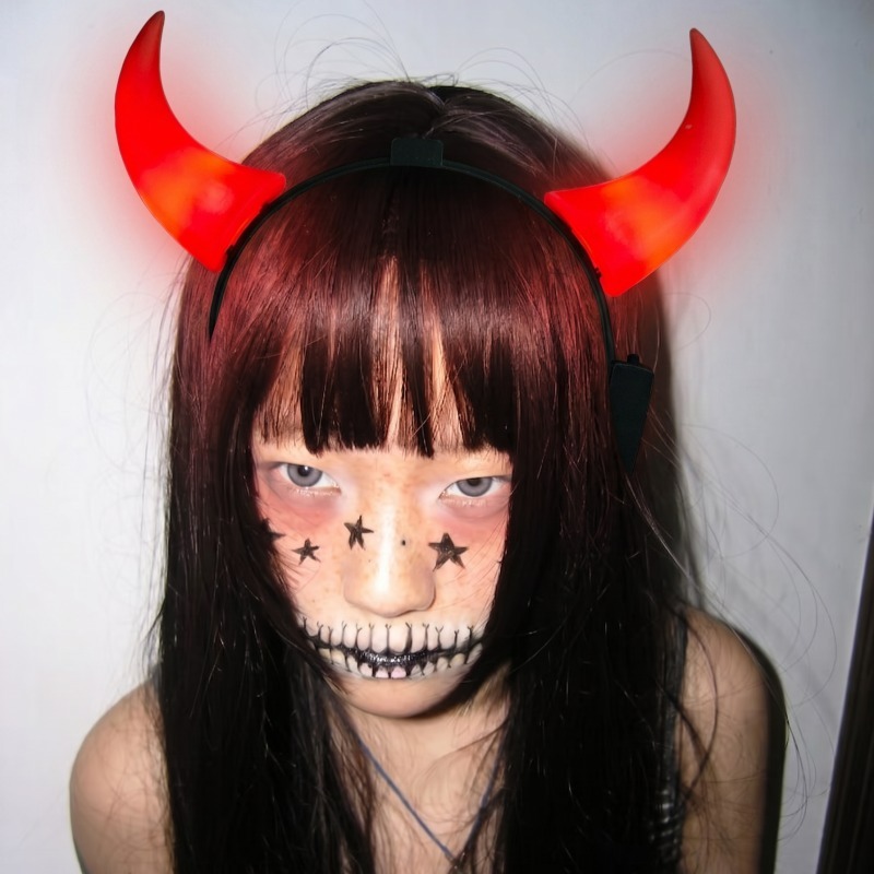 Diy Halloween Electronics - ที่คาดผม LED รูปเขาปีศาจ สีแดง ไฟกระพริบ สำหรับงานฮาโลวีน