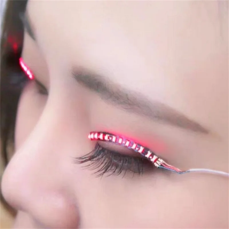 Diy Halloween Electronics - 1 คู่ขนตาปลอม LED, ขนตาแต่งหน้า, กันน้ำ, เปล่งประกาย,