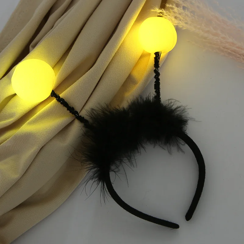Diy Halloween Electronics - ลูกบอลติดเสาอากาศรูปผึ้งมีไฟ LED กระพริบที่คาดศีรษะสำหรับการแสดงของผู้หญิงเด็กผู้ชายเด็กผู้หญิงงานเลี้ยงวันเกิดวันฮาโลวีน