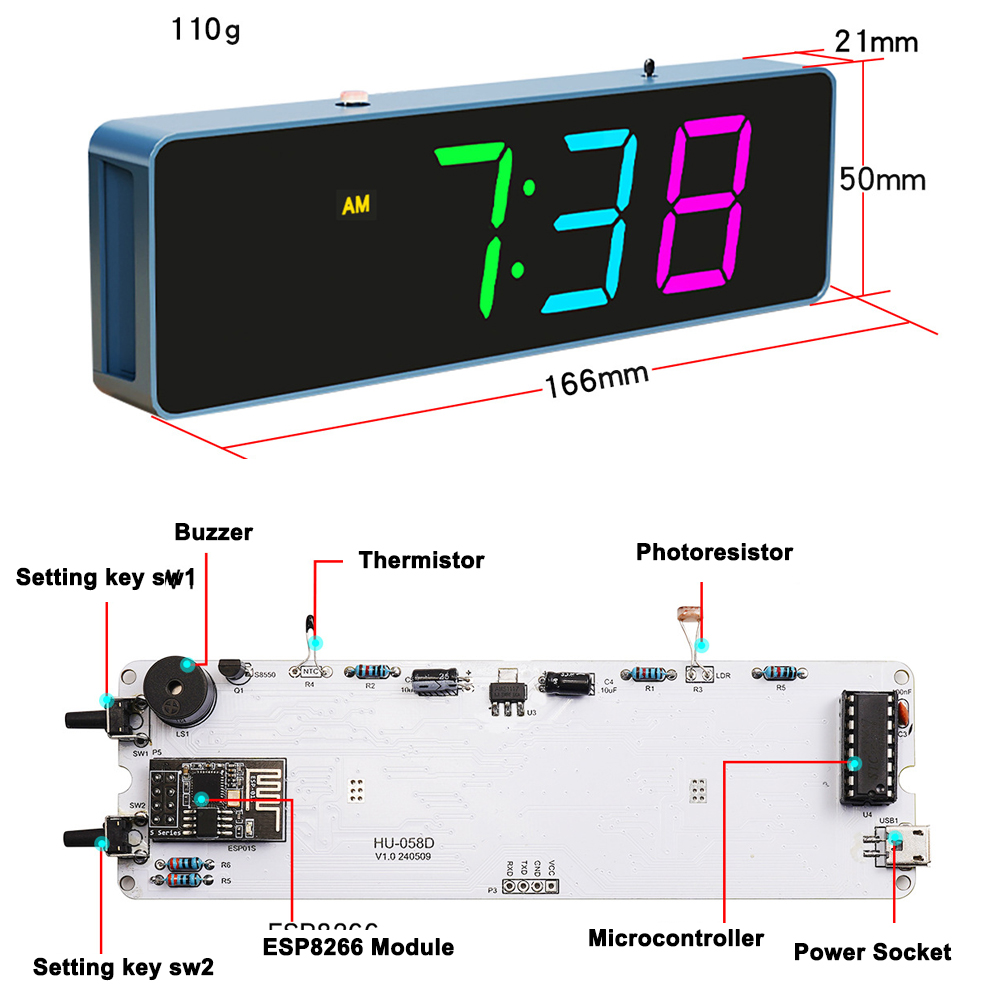 ESP8266 IOT ชุดนาฬิกา WiFi สีส - Diy Home Electronics Projects บทวิจารณ์และราคา